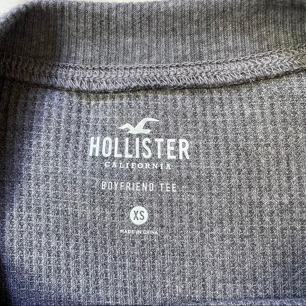 NWOT Hollister Gray Waffle Boyfriend Tee Long Sleeve Size XS - Picture 7 of 8